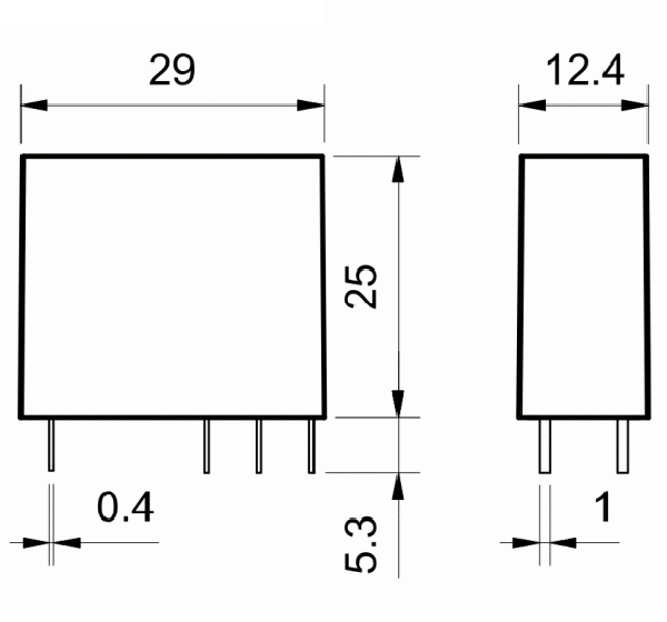 Przekaźnik Finder seria 40.61_wymiary