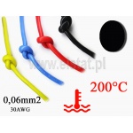 Cienka linka silikonowa; przewód elektryczny; czarny; 0,06mm2; + 200°C; miedziany