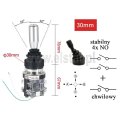 Joystick 4-pozycyjny z przyciskiem; 4x NO chwilowy + NO chwilowy; otwór 30mm