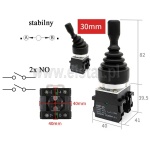 Joystick przemysłowy 2-osiowy; 2x NO; bez samopowrotu; stabilny; 30mm