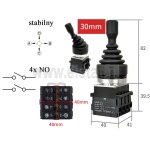 Joystick przemysłowy 4-osiowy; 4x NO; bez samopowrotu; stabilny; 30mm