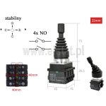 Joystick przemysłowy 4-osiowy; 4x NO; bez samopowrotu; stabilny; fi 22mm