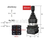 Joystick przemysłowy 4-osiowy; 4x NO; samopowrotny; chwilowy; 30mm