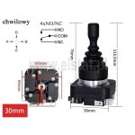 Joystick 4-kierunkowy; 4x NO-NC; chwilowy; z samopowrotem; 30mm