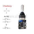 Joystick przemysłowy z metalowym uchwytem; 4-pozycyjny z przyciskiem; 4x NO + NO; chwilowy; fi 30mm