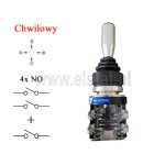 Joystick przemysłowy z metalowym uchwytem; 4-pozycyjny z przyciskiem; 4x NO + NO; chwilowy; fi 30mm
