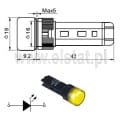   Kontrolka żółta  16mm, 12V AC/DC, podświetlenie LED, L=51mm 
