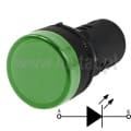  Kontrolka zielona, 24V AC/DC, 22mm, moduł LED, L=51mm 