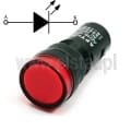  Kontrolka czerwona, 12V AC/DC, 16mm, moduł LED, L=47mm 