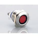  Kontrolka czerwona LED; 22mm; 12VAC/DC; wandaloodporna 
