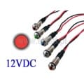 Kontrolka LED; obudowa metalowa; czoło wypukłe; 5mm; zasilanie 12VDC; kolor czerwony