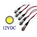 Kontrolka LED; obudowa metalowa; czoło wypukłe; 5mm; zasilanie 12VDC; kolor żółty