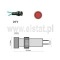 Kontrolka sygnalizacyjne LED; czerwona; obudowa PCV; 5mm; zasilanie 24VDC.