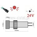 Kontrolka sygnalizacyjne LED; czerwona; obudowa PCV; 5mm; zasilanie 24VDC; migająca