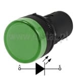  Kontrolka zielona, 22mm, 230V, AD16-22DS/G, L=51mm 