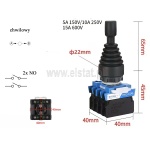 Manipulator 2 pozycyjny; 2x NO; bez blokady; joystick chwilowy z osłoną gumową rączki