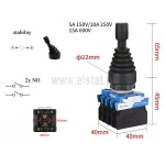 Manipulator 2 pozycyjny; 2x NO; z blokadą; joystick z osłoną gumową rączki 