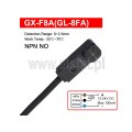 Prostokątny miniaturowy czujnik indukcyjny; NPN; NO; GX-F8A; kabel 120 cm