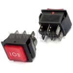 Przełącznik kołyskowy; 16A/250VAC; konfiguracja I-O-II, 6 pinowy, podświetlany 230V; czerwony; bistabilny