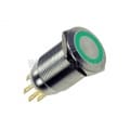  Przełącznik bistabilny; wandaloodporny; LAS1-GQ; LED 12VDC; zielony; montaż 19mm; L=33mm 
