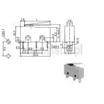 Przełącznik krańcowy z dźwignią 21mm  5A - mały