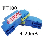 Przetwornik temperatury 4-20mA; sonda  PT100; temperatura 0-100° C; szyna DIN