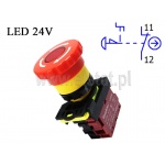 Przycisk awaryjny; podświetlany 12V-24V; grzyb; dłoniowy; odblokowanie przez obrót