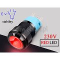 Przycisk bistabilny; plastikowy; czerwony LED 230V