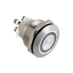 Przycisk chwilowy LED12V; biały; płaski 22mm śruby