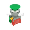 Przycisk grzybkowy zielony, 30mm; chwilowy;  styki NO + NC