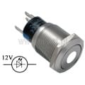 Przycisk sterujący wandaloodporny; monostabilny; metalowy; podświetlanie LED 12V; białe; NO/ NC; płaskie czoło; średnica montażu 19mm