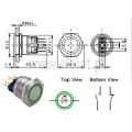 Przycisk wandaloodporny, stbilny; zielony oring; dioda LED, 3V do 24V