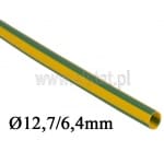 Rurka termokurczliwa; wymiar 12,7/6.4mm; żólto- zielona; ochronna 