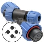 SP1310/S4, złącze przemysłowe, gniazdo na kabel, 4 piny, 4A