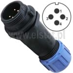 SP1311/P4, złącze wodoszczelne, wtyk na kabel, 4 piny, 4A, męskie