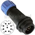 SP1311/P9, złącze wodoszczelne, wtyk na kabel, 9 pinów, 1,8A