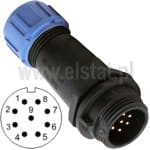 SP1311/P9, złącze wodoszczelne, wtyk na kabel, 9 pinów, 1,8A