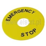 Tabliczka opisowa wyłącznika bezpieczeństwa; żółta; 22mm; ENEMERGENCY STOP 