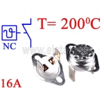 Termostat bimetaliczny 16A; zakres: 200°C; NC; konektory pionowe