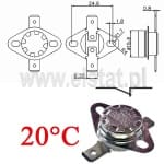 Termostat bimetaliczny; zakres: 20°C; typ KSD301A; 10A; NC 