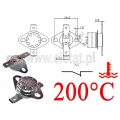 Termostat bimetaliczny; zakres: 200°C; typ KSD301A; 10A; NC 