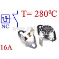 Wyłącznik bimetalowy 280 st.C; 16A/250VAC; NC; wyprowadzenia pionowe