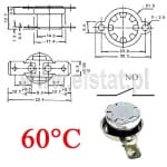 Wyłącznik termiczny 60°C  bimetalowy NO  6A