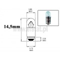 Wymiary żarówki z cokołem MG5,7 na 12V