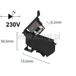 Złącze bezpiecznika z kontrolką LED; 5x20mm; szyna DIN; sygnalizacja 230V