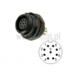 Złącze przemysłowe okrągłe, SP1312/S9,  WEIPU, żeńskie, 9pin, na panel, gwint zewnętrzny IP68, 250V, 1,6A, pasuje do SP1310