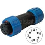 SP1310/S6, złącze przemysłowe, gniazdo na kabel, 6 pinów, 4A
