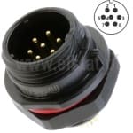 Złącze przemysłowe SP1312/P7, męskie, 7 pinów, na panel, gwint zewnętrzny, IP68, 125V, 4A 