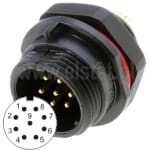Złącze przemysłowe SP1312/P9, męskie, 9 pinów, na panel, gwint zewnętrzny, IP68, 125V, 1,6A 